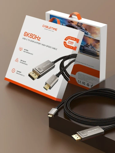 Кабель CABLETIME CC22L (CT-CMDP8K-ZG2) USB C-DisPlayPort 8K/60 Гц фото 3