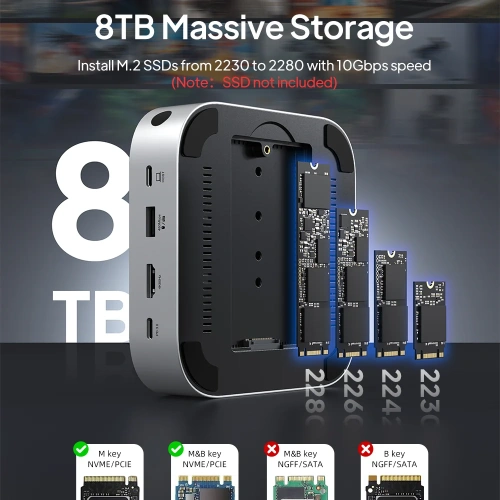 Док-станция CABLETIME CBM9G (CT-DKM9-AG) 9-в-1 Mac Mini M4 DOCK с NVME - Space Grey фото 4