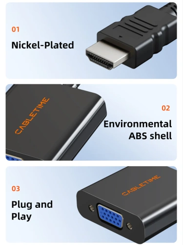 Адаптер CABLETIME CP52B (CT-AV582-HAVGAG-B0.2) HDMI-VGA, черный фото 4
