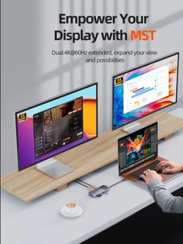 Док-станция CABLETIME CB84G CT-HUBD5-AG 4K 60 Гц USB C Multiopt Hub с HDMI и DisplayPort, серый фото 5 Док-станция CABLETIME CB84G CT-HUBD5-AG 4K 60 Гц USB C Multiopt Hub с HDMI и DisplayPort, серый фото 5