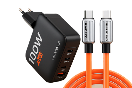 GaN‑зарядное устройство и кабель 