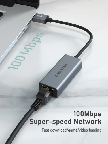 USB-Хаб CABLETIME CB52G (CT-AML100-AG) USB 2,0 до RJ45 Adhernet Adapter Max 100 Мбит / с. фото 3