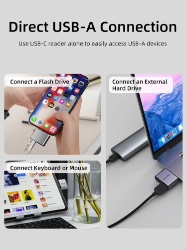 Кардридер CABLETIME CB48G (CT-ACCD3-AG) 3-в-1 USB-A + USB-C, SD/microSD, серый фото 5