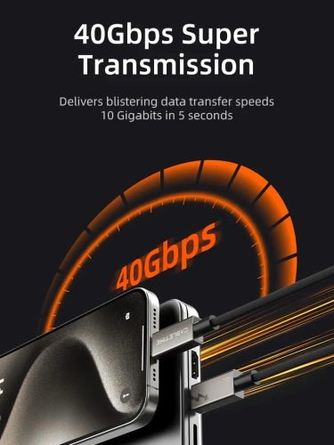 Кабель USB4 CABLETIME CU44E (CT-USB4-ZG0.5) коаксиальный, черный TPE + нейлоновый 40G/240W, АУДИО-ВИДЕО 8K/60HZz фото 9