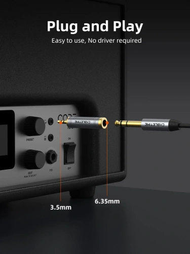 Аудиоадаптер CABLETIME CPA4G (CT-3M6F-AG) 3,5 мм на 6,3 мм фото 6