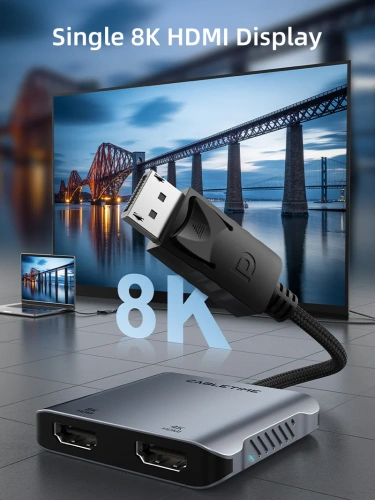 Адаптер CABLETIME CB74G (CT-DM2H8K-AG) DP-Dual HDMI 8K, поддержка SMT фото 3