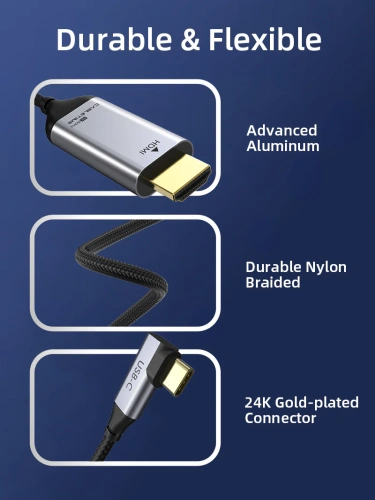 Кабель CABLETIME CC11K (CT-C160-PU31-CMRHD1-S1.8) USB TYPE C - HDMI 90° 4K/60 Гц фото 11 Кабель CABLETIME CC11K (CT-C160-PU31-CMRHD1-S1.8) USB TYPE C - HDMI 90° 4K/60 Гц фото 11