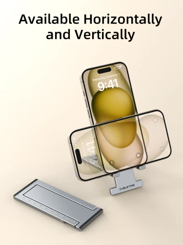 Складной алюминиевый держатель CABLETIME CS31G (CT-PH03-AG) для телефона фото 4